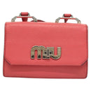 Miu Miu Shoulder Bag Leather Pink Silver Auth 130897-13