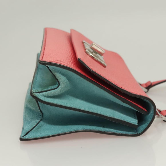 Miu Miu Shoulder Bag Leather Pink Silver Auth 130897