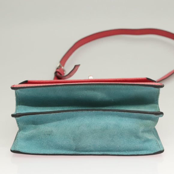 Miu Miu Shoulder Bag Leather Pink Silver Auth 130897