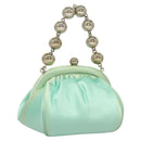 TIFFANY&Co. Hand Bag Satin Green Gold Auth 130898-1