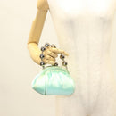 TIFFANY&Co. Hand Bag Satin Green Gold Auth 130898-20