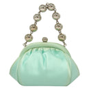 TIFFANY&Co. Hand Bag Satin Green Gold Auth 130898-13