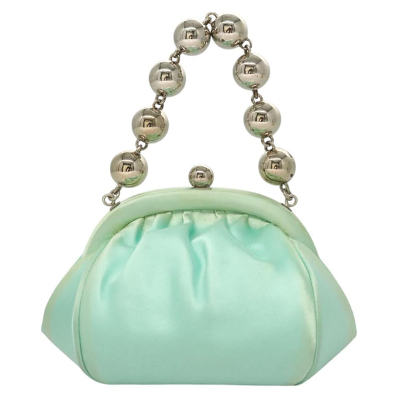 TIFFANY&Co. Hand Bag Satin Green Gold Auth 130898