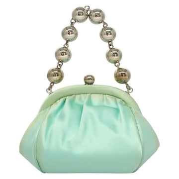 TIFFANY&Co. Hand Bag Satin Green Gold Auth 130898 - 0