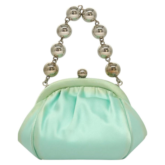 TIFFANY&Co. Hand Bag Satin Green Gold Auth 130898