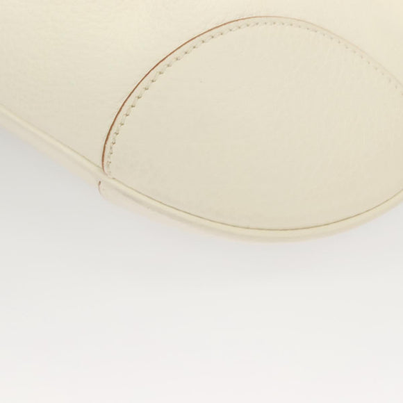 Salvatore Ferragamo Gancini Shoulder Bag Leather White Silver Auth 130905