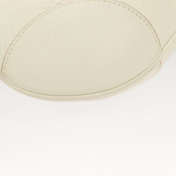 Salvatore Ferragamo Gancini Shoulder Bag Leather White Silver Auth 130905