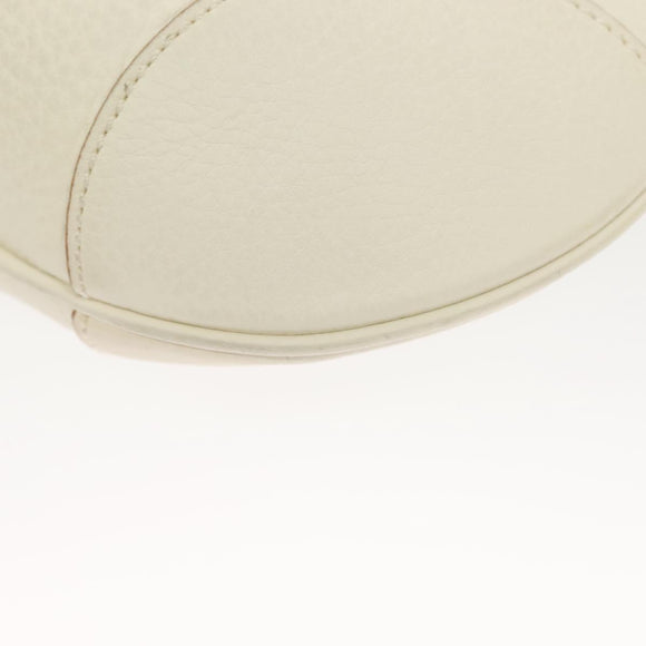 Salvatore Ferragamo Gancini Shoulder Bag Leather White Silver Auth 130905