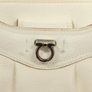 Salvatore Ferragamo Gancini Shoulder Bag Leather White Silver Auth 130905-9