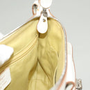 Salvatore Ferragamo Gancini Shoulder Bag Leather White Silver Auth 130905-18