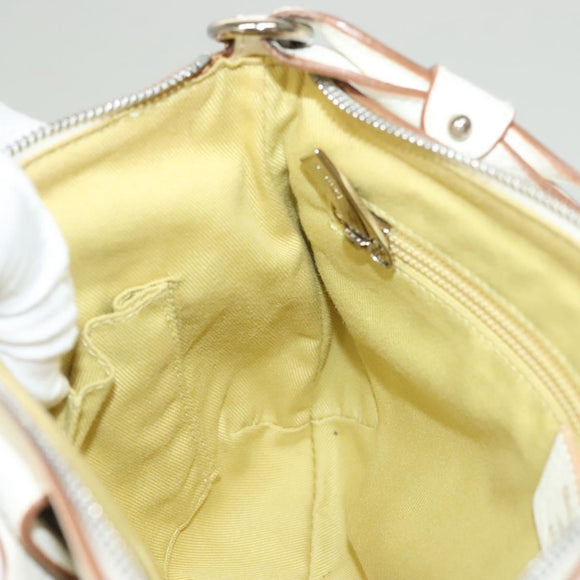 Salvatore Ferragamo Gancini Shoulder Bag Leather White Silver Auth 130905