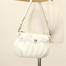Salvatore Ferragamo Gancini Shoulder Bag Leather White Silver Auth 130905-22