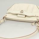 Salvatore Ferragamo Gancini Shoulder Bag Leather White Silver Auth 130905-6