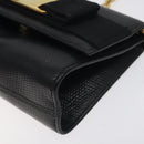 Salvatore Ferragamo Chain Vala Shoulder Bag Leather Black Gold Auth 130906-15