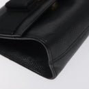 Salvatore Ferragamo Chain Vala Shoulder Bag Leather Black Gold Auth 130906-16