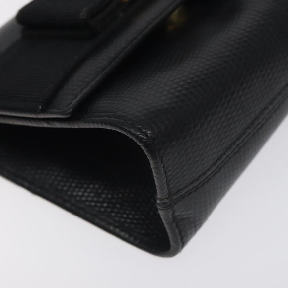 Salvatore Ferragamo Chain Vala Shoulder Bag Leather Black Gold Auth 130906