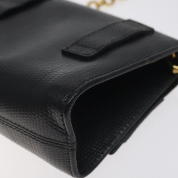 Salvatore Ferragamo Chain Vala Shoulder Bag Leather Black Gold Auth 130906