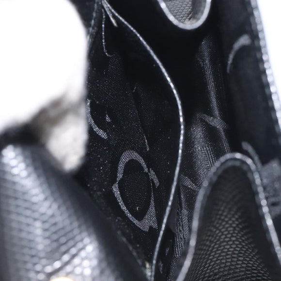 Salvatore Ferragamo Chain Vala Shoulder Bag Leather Black Gold Auth 130906