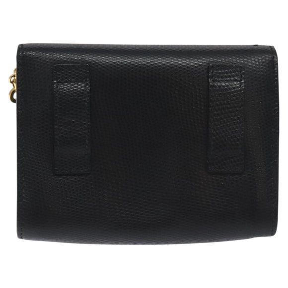 Salvatore Ferragamo Chain Vala Shoulder Bag Leather Black Gold Auth 130906