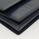 Salvatore Ferragamo Vala Chain Shoulder Bag Leather Navy Gold Auth 130907-8