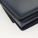 Salvatore Ferragamo Vala Chain Shoulder Bag Leather Navy Gold Auth 130907-16