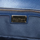 Salvatore Ferragamo Vala Chain Shoulder Bag Leather Navy Gold Auth 130907-18