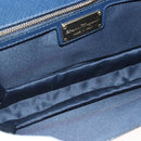 Salvatore Ferragamo Vala Chain Shoulder Bag Leather Navy Gold Auth 130907-11