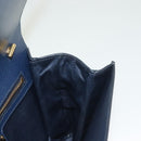 Salvatore Ferragamo Vala Chain Shoulder Bag Leather Navy Gold Auth 130907-19