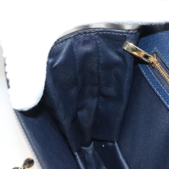 Salvatore Ferragamo Vala Chain Shoulder Bag Leather Navy Gold Auth 130907