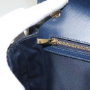 Salvatore Ferragamo Vala Chain Shoulder Bag Leather Navy Gold Auth 130907-21