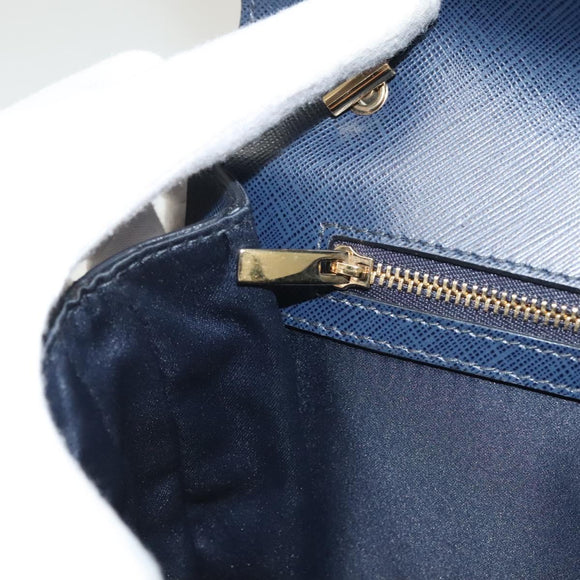 Salvatore Ferragamo Vala Chain Shoulder Bag Leather Navy Gold Auth 130907