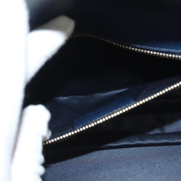 Salvatore Ferragamo Vala Chain Shoulder Bag Leather Navy Gold Auth 130907