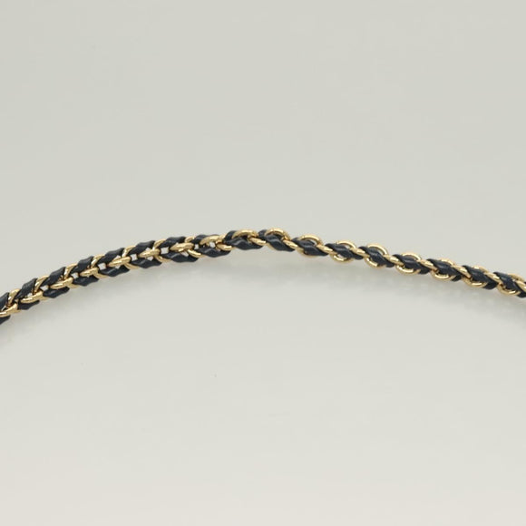 Salvatore Ferragamo Vala Chain Shoulder Bag Leather Navy Gold Auth 130907