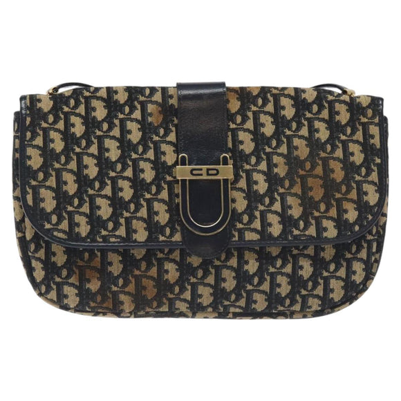 Christian Dior Trotter Canvas Shoulder Bag Navy Auth 130909