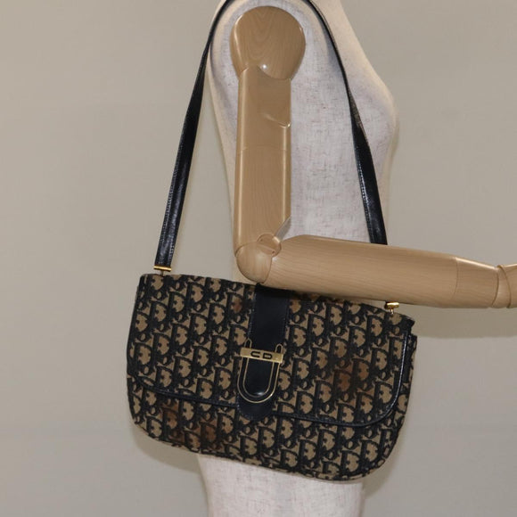 Christian Dior Trotter Canvas Shoulder Bag Navy Auth 130909