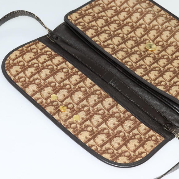 Christian Dior Trotter Canvas Shoulder Bag Brown Auth 130910