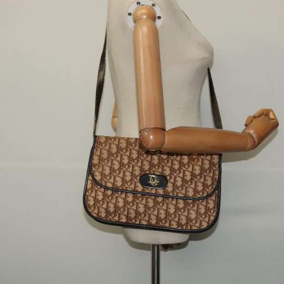Christian Dior Trotter Canvas Shoulder Bag Brown Auth 130910