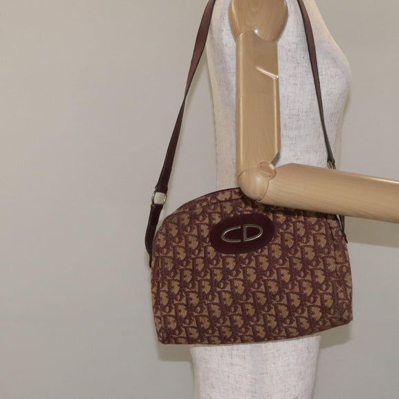 Christian Dior Trotter Canvas Shoulder Bag Red Auth 130911