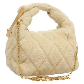 BURBERRY Mini Peg Hand Bag Mouton 2way Beige Gold Auth 130913