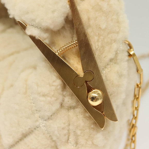 BURBERRY Mini Peg Hand Bag Mouton 2way Beige Gold Auth 130913