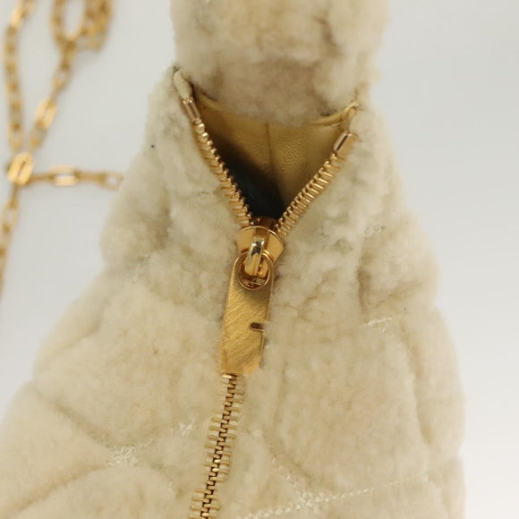 BURBERRY Mini Peg Hand Bag Mouton 2way Beige Gold Auth 130913