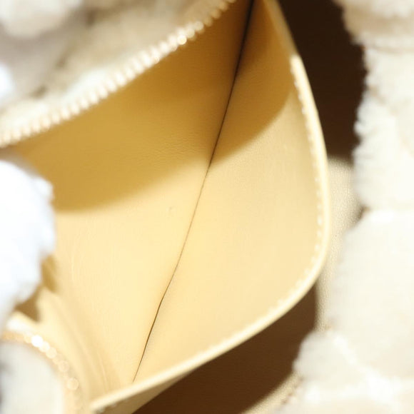 BURBERRY Mini Peg Hand Bag Mouton 2way Beige Gold Auth 130913