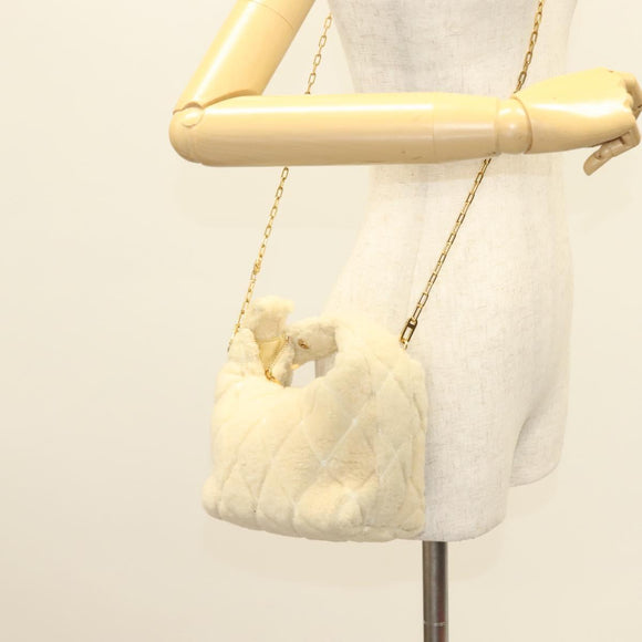 BURBERRY Mini Peg Hand Bag Mouton 2way Beige Gold Auth 130913