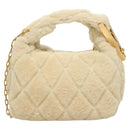 BURBERRY Mini Peg Hand Bag Mouton 2way Beige Gold Auth 130913-2