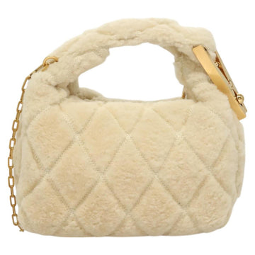 BURBERRY Mini Peg Hand Bag Mouton 2way Beige Gold Auth 130913 - 0