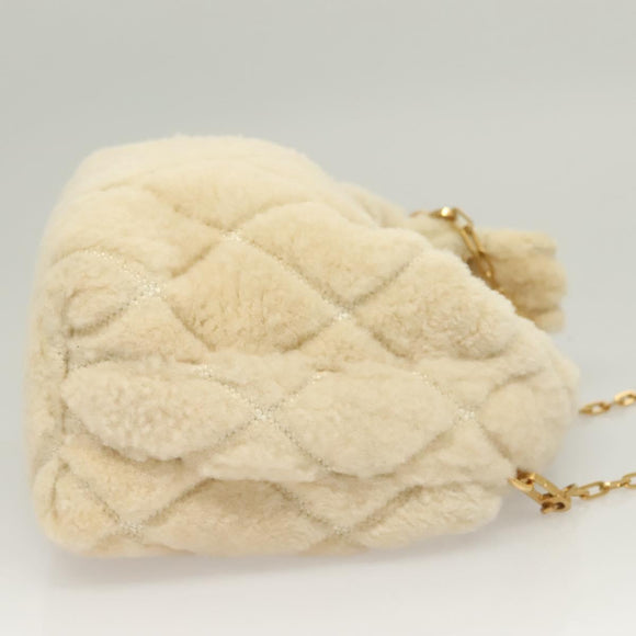 BURBERRY Mini Peg Hand Bag Mouton 2way Beige Gold Auth 130913