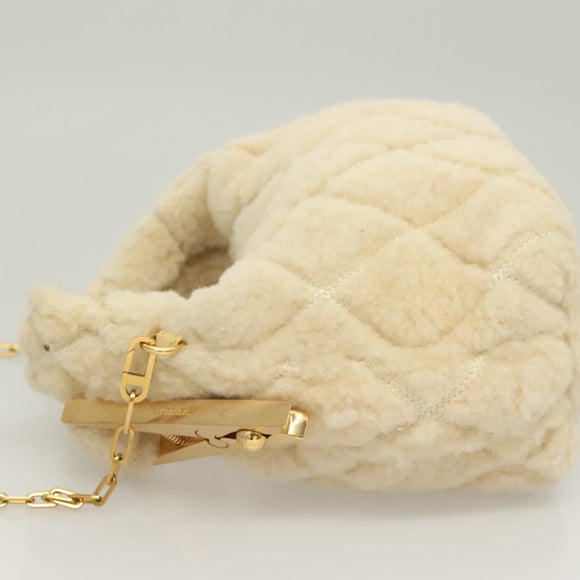 BURBERRY Mini Peg Hand Bag Mouton 2way Beige Gold Auth 130913