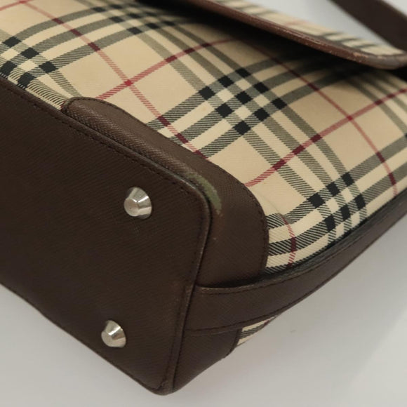 BURBERRY Nova Check Shoulder Bag Canvas Beige Auth 130914
