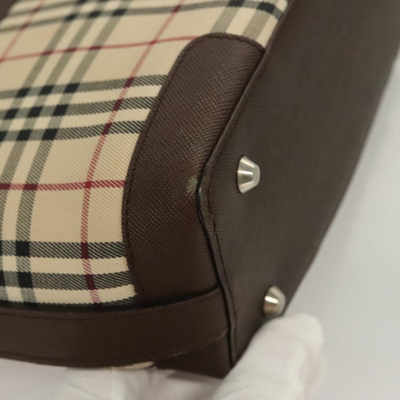 BURBERRY Nova Check Shoulder Bag Canvas Beige Auth 130914