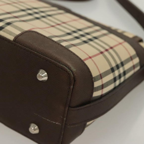 BURBERRY Nova Check Shoulder Bag Canvas Beige Auth 130914